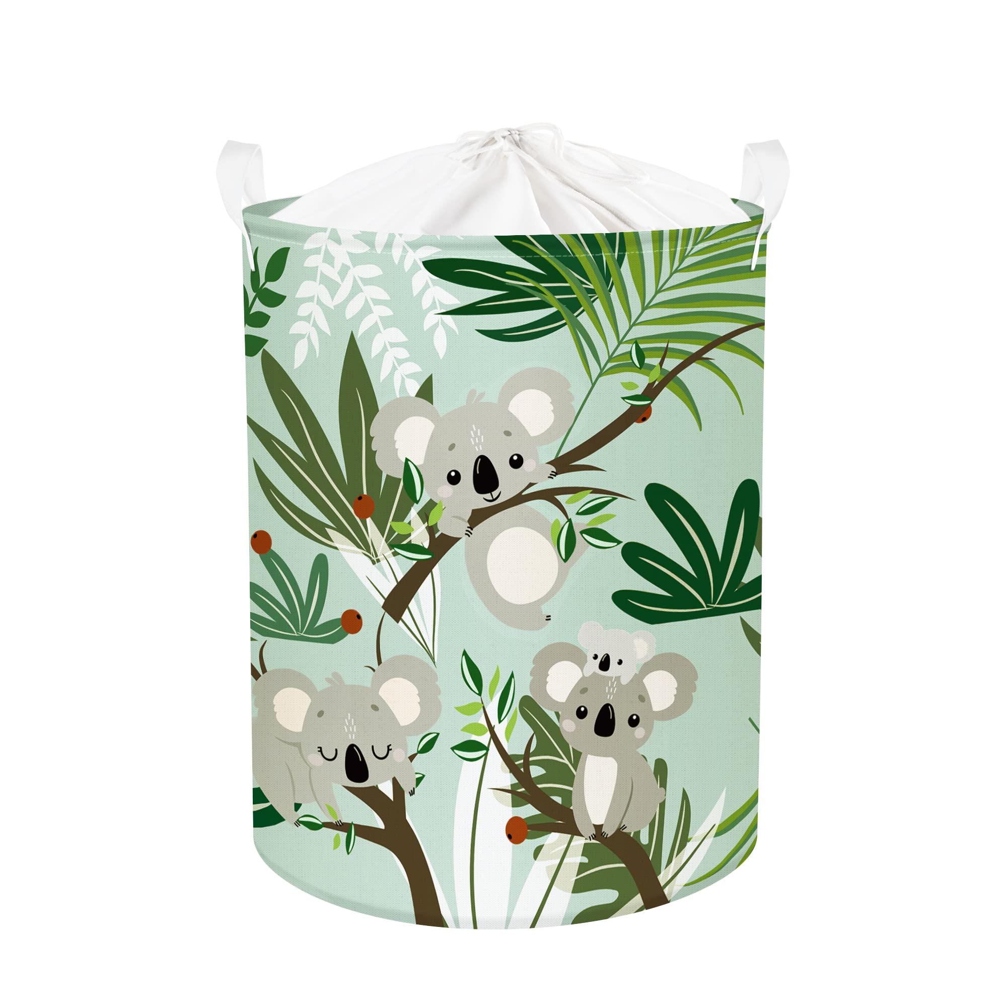 Clastyle Forest Animal Baby Laundry Hamper Green Leaf Clothes Kids Storage Basket Waterproof Boys Girls Toy Box for Nursery Room, Koala, 35 * 45 cm