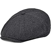 VOBOOM Men Wool Blend 8 Panel Newsboy Cap Herringbone Cabbie Flat Tweed Hat