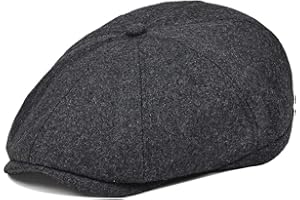 VOBOOM Men Wool Blend 8 Panel Newsboy Cap Herringbone Cabbie Flat Tweed Hat
