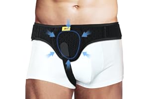 TENB Hernia Belt for Men Hernia Support Truss Inguinal or Sports Hernia, Adjustable Waist Strap with Removable Compression Pads Breathable Material (Black, Medium)