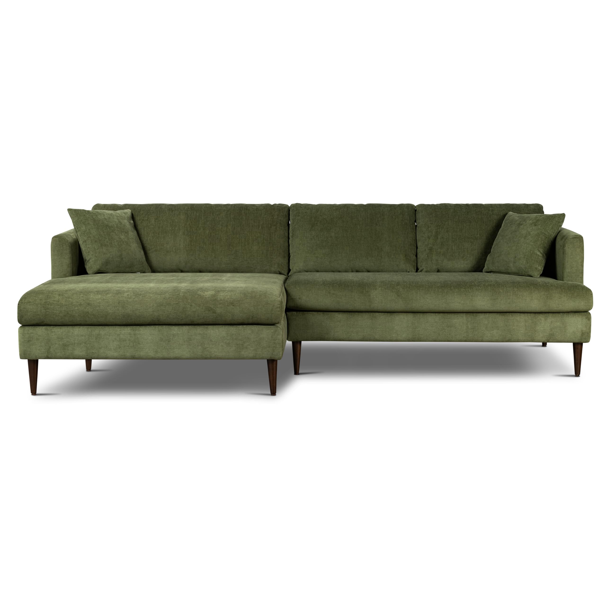 Photo 1 of *PARTIAL SET - See clerk notes*
POLY & BARK 108" Lucerne Left-Facing Sectional Sofa with Extra-Wide Chaise – Upholstered in Distressed Green Velvet – Deep, Relaxed Modern Design for Living Room Lounging, Hosting and Everyday Comfort