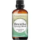 Natural Riches Breathe Essential Oil Blend Breathe Easy with Peppermint Eucalyptus Tea Tree Lemon Cardamom Pine Needle Essent