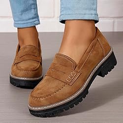 Womens Loafers Shoes Platform Chunky Penny Loafer