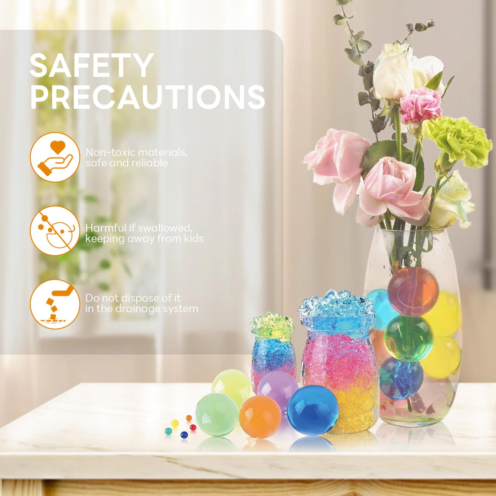 ATLKDLK Rainbow Mix Vase Fillers, Giant Gel Beads for Vases Filler, Colorful Transparent Water Gel Balls for Wedding Centerpieces Home Decoration Plant Container Art Decoration