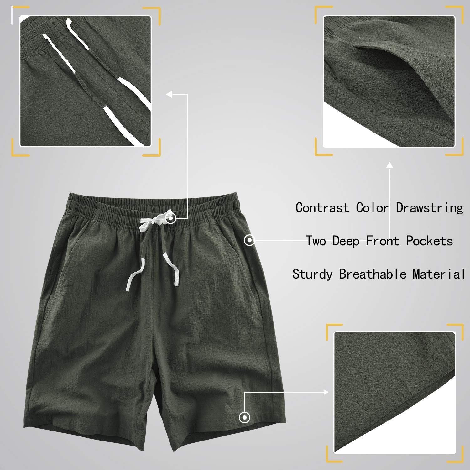 LTIFONE Mens Casual Shorts Elastic Waist 7" Inseam with Drawstring Slim Fit Summer Pants with Pockets at  Men’s Clothing store