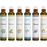 HERBROMAS Aromatherapy Essential Oils Roll On Set, Natural Pre-diluted Blend Oils for Skin Use, Relaxation Gift for Women & Men, Pack 6 x10ml