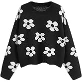 CIDER Floral Cozy Sweaters for Women Trendy Long Sleeve Cute Fall Outfits Casual Knit Pullover Sweater Fashion Clothes