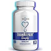 Iron Repair Simply Natural Iron Supplement, Best Absorption & Gentle on Stomach, Monash Low FODMAP, Raise Hemoglobin & Ferritin Iron Pills for Women, Men, Teens, & Pregnancy 90 Bovine Gelatin Capsules
