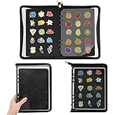 LIQALU Pin Display Book Enamel Pin Collection Holder Trading Book with 8-Page Display Boards A5 Brooch Pin Storage Organizer Binder Album for Travel Collectors (Glittery Black Cover)
