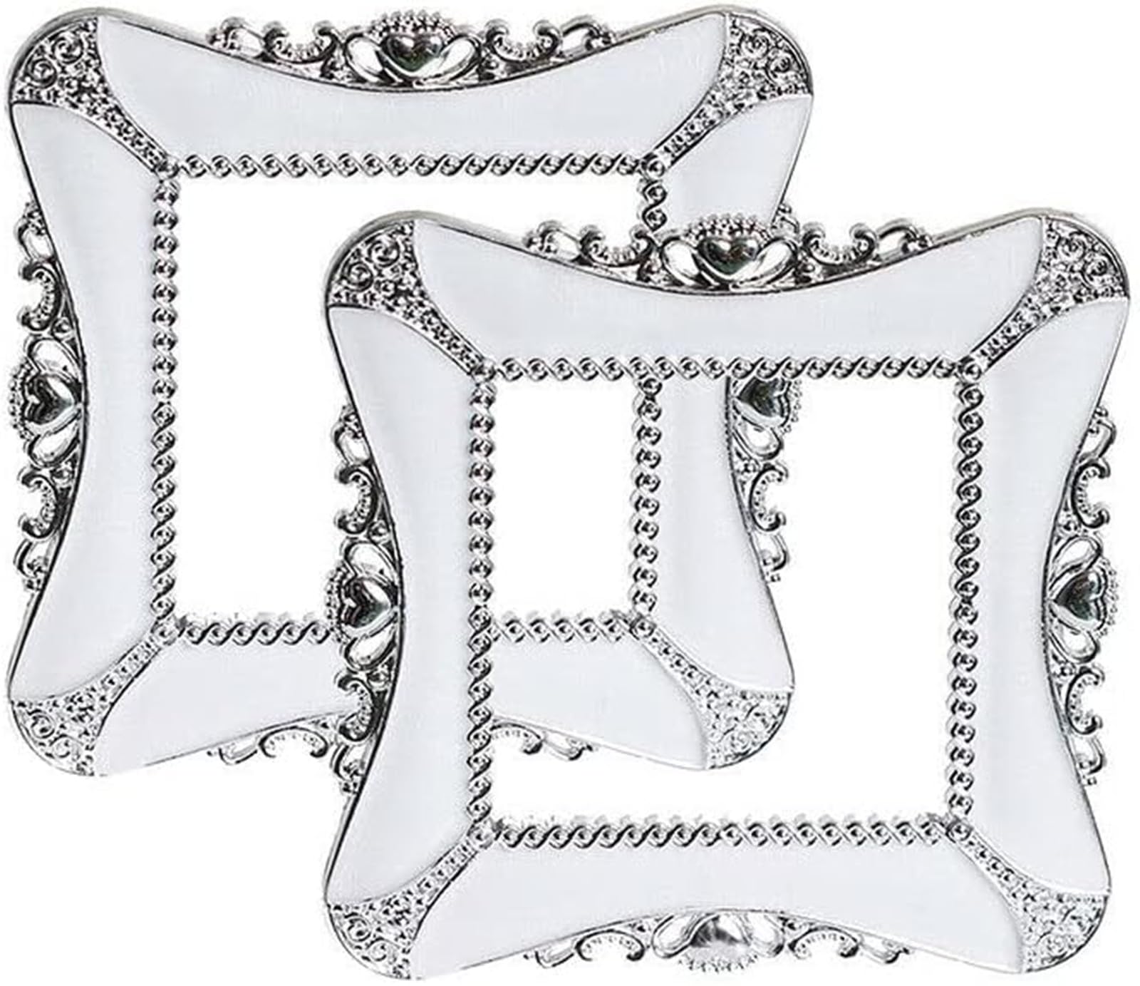 Light Switch Stickers Cover, 2PCS Vintage Square Shape Luxurious Light Switch Cover Wall Home Decoration (Elegant White)