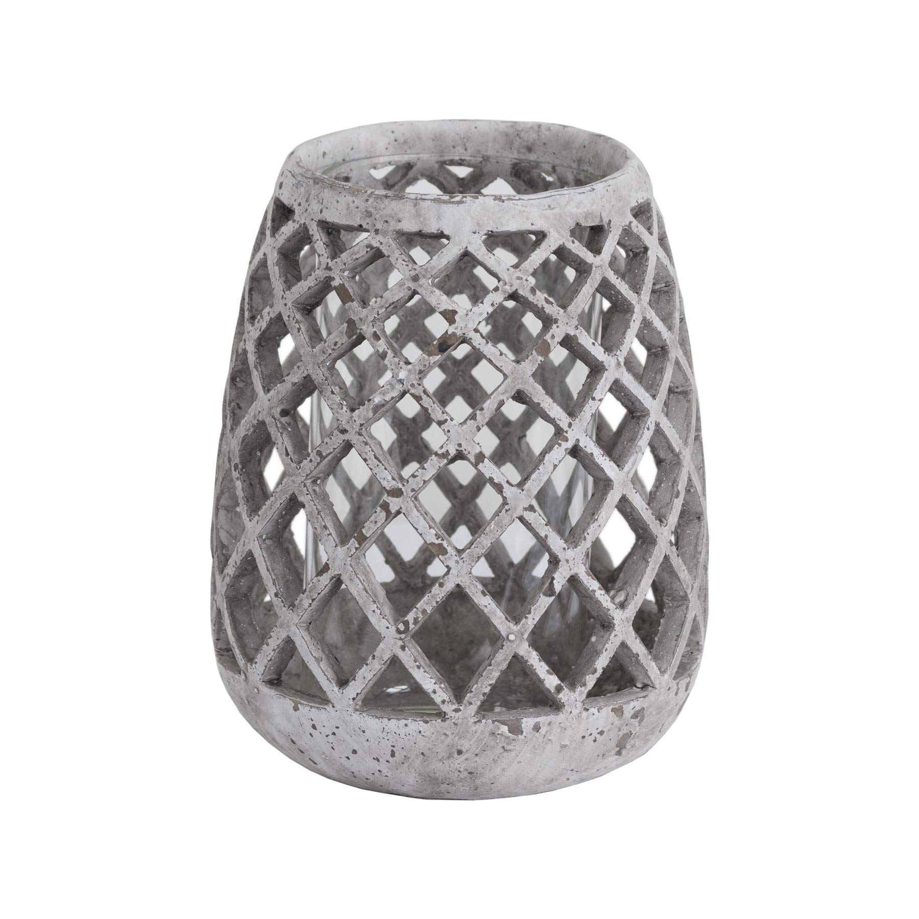Hill 1975 Large Conical Ceramic Lattice Hurricane Lantern, Mixed, 17 x 17 x 22cm