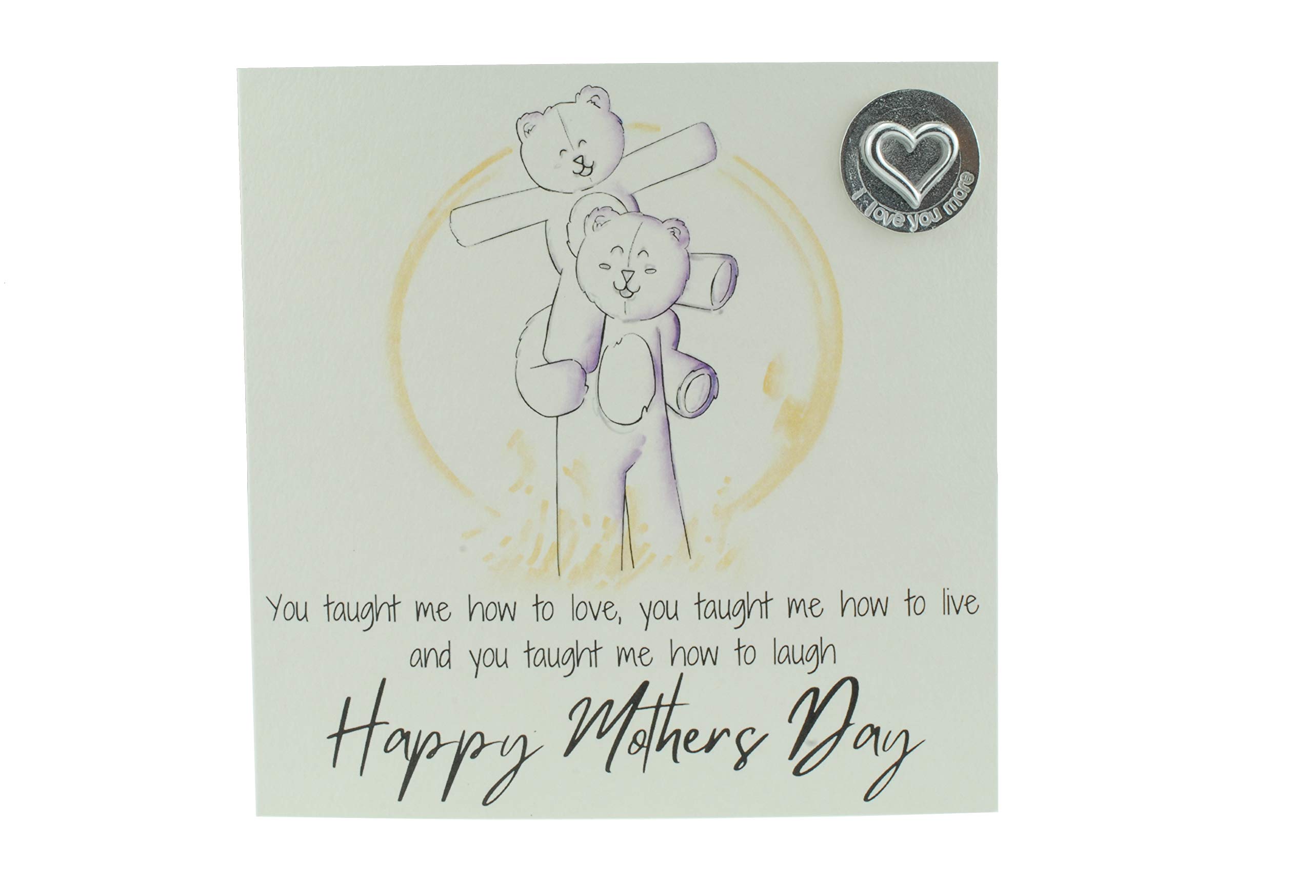 Mothers Day Card with Cute Bear on Shoulders – Comes with ‘I Love You More’ Gift Token (gc-mumshouldersilym)