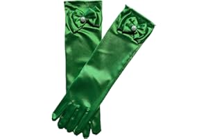 Aslana 11.5" Long Satin Gloves Bowknot for 4-9 yrs Girls Kids Flower Girls Princess Cosplay