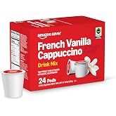 Happy Belly Cappuccino Coffee Pods Light Roast Compatible with 2.0 K-Cup Brewers, French Vanilla Flavored, 24 Count, 12.7 Ounce