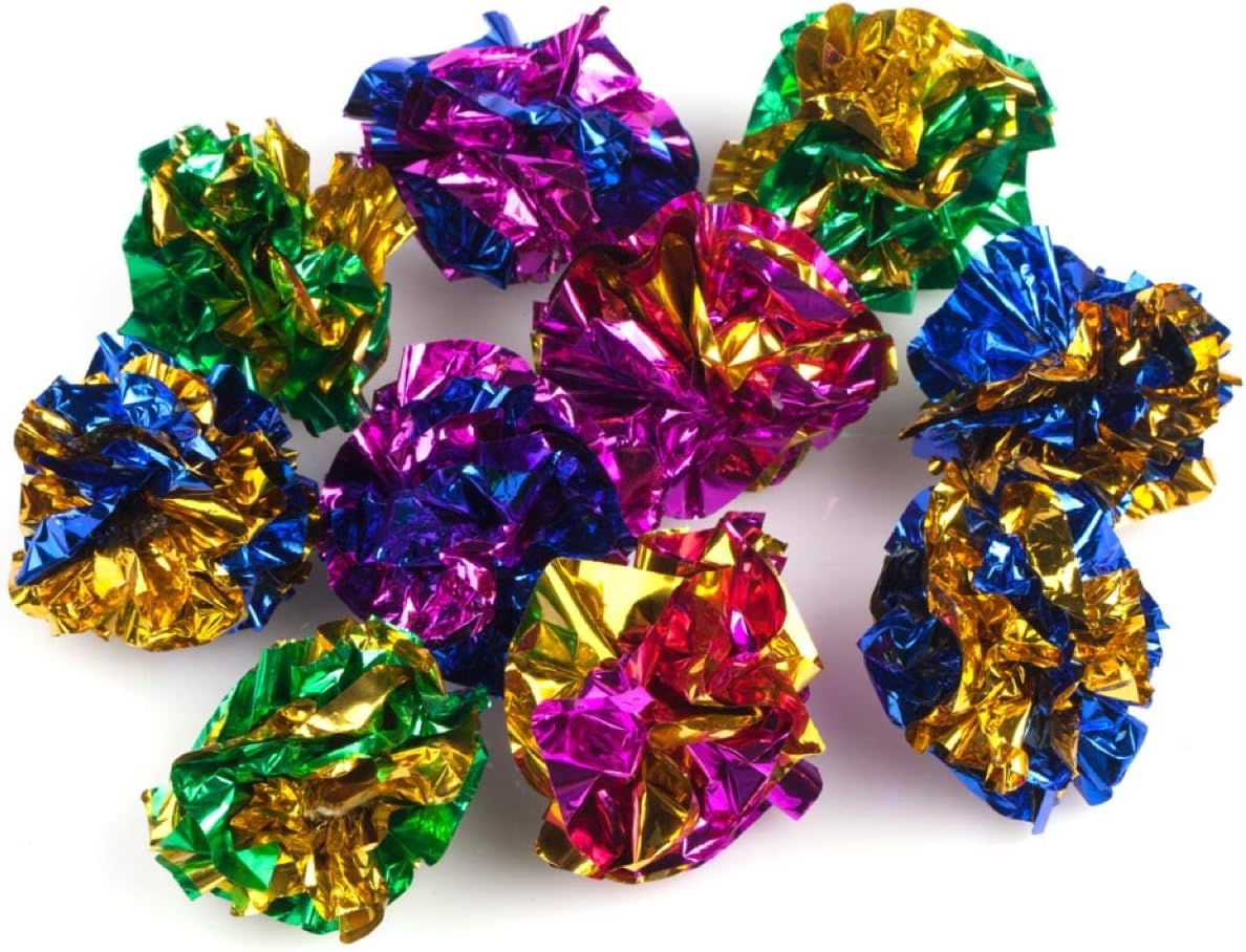 Chiwava 45PCS 1.6'' Mylar Balls Cat Toy Shiny Crinkle Ball Kitten Crackle Lightweight Play Assorted Color : Kitchen & Dining
