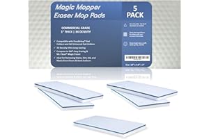 Magic Mopper 4610 Eraser Pads - 5 Pack 4.5" x 10" x 1" Commercial Grade Melamine Mop Sponges for Floor, Tile, Grout, Baseboar