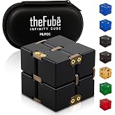 PILPOC theFube Infinity Cube Infinite Magic Cube Relieve Stress and Anxiety | Infinity Cube Fidget Desk Toy - Aluminum Infinite Magic Cube with Case, Sturdy, Heavy, for ADD, ADHD, OCD (Black)