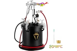 YESMRO Pressure Pot Paint Sprayer 10L/2.5Gal, 70PSI Max Heavy Duty Solid Steel, Clamp on Lid, Regulator & Pressure Gauge, Spray Gun and Hoses, Ideal for Large Volume Painting and Autobody Work
