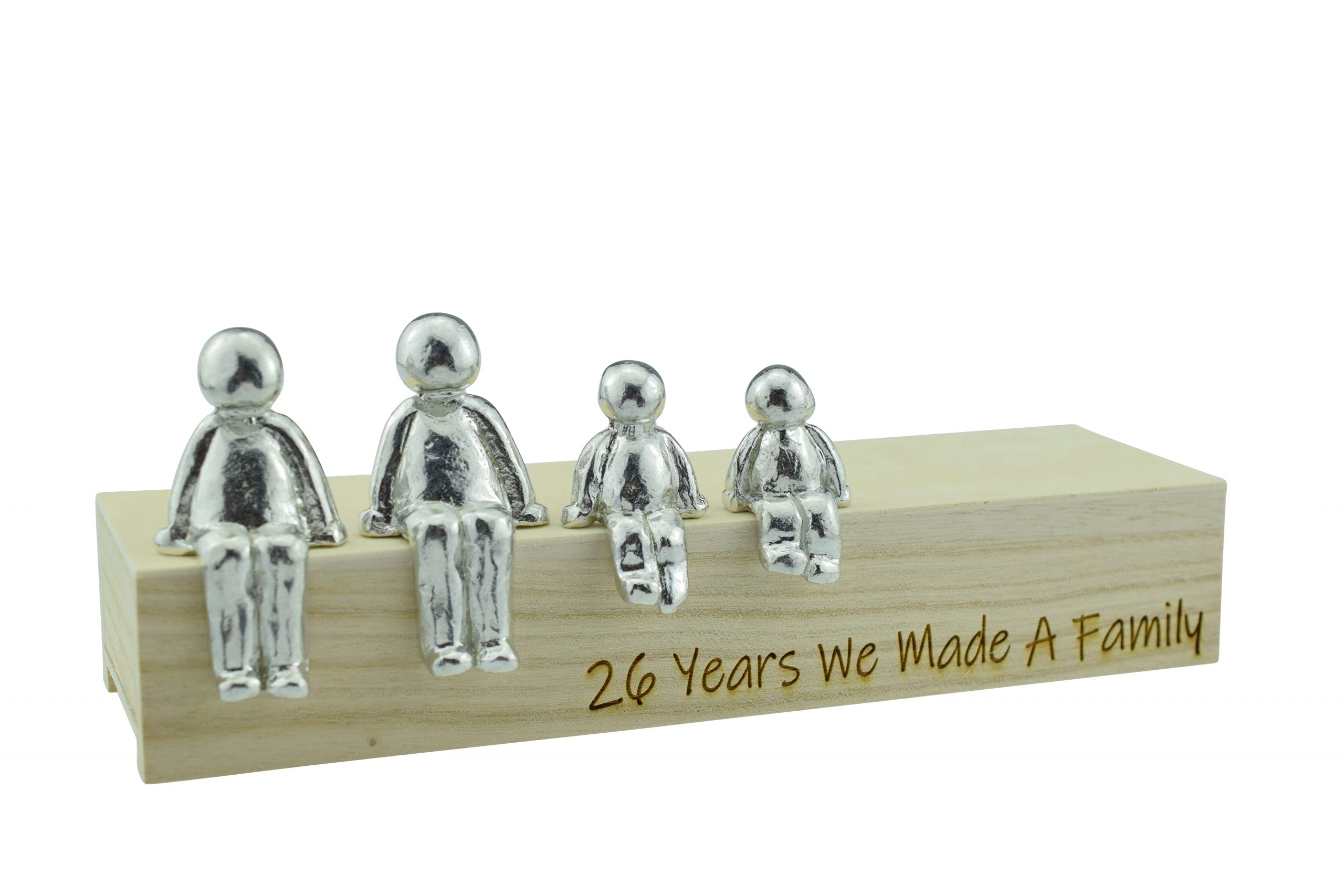 Pirantin 26th Anniversary Idea - 26 Years We Made A Family Metal Ornament - Choose Your Family Combination Box & Woodgrain May Vary(2 Children)