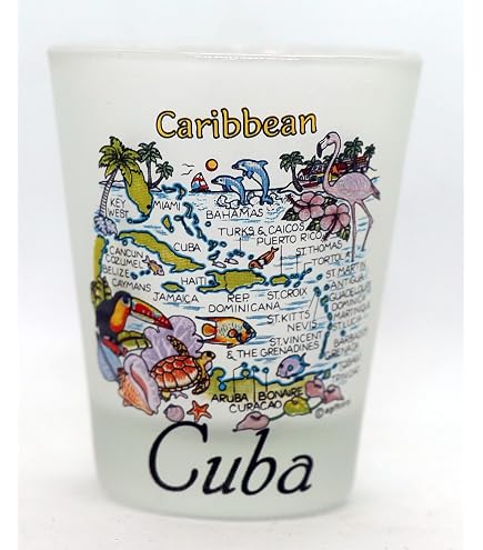 Cuba Map Shot Glass – World By Shotglass Collectible Multicolor Drinking Glass