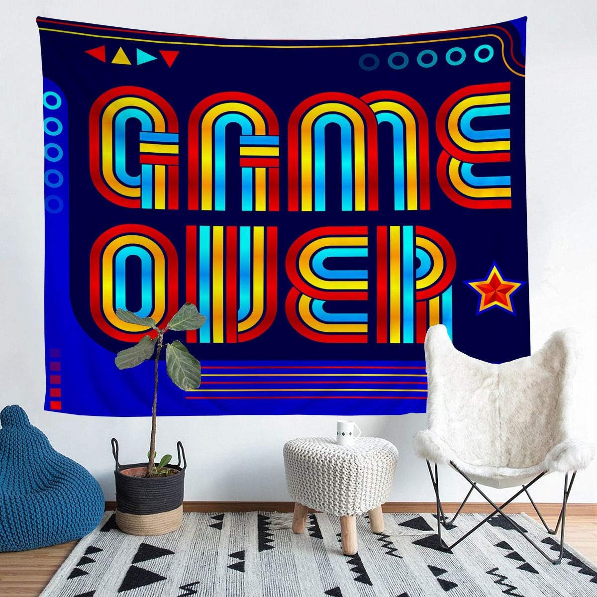 Erosebridal Kids Geometric Stripes Tapestry Ribbon Lines