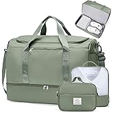 Extra Large Travel Duffle Bag,Carry on Overnight Weekend Bag with Shoes Compartment,Weekender Bags for Women for Travel Business Trips Sport Hospital,3 Pcs Set,Olive Green