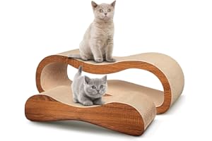FLUFFYDREAM 2 in 1 Cat Scratcher Cardboard Lounge Bed, Cat Scratching Board, Durable Board Pads Prevents Furniture Damage,Large