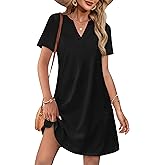 WIHOLL Dresses for Women 2026 Casual Summer V Neck Wedding Guest Dress Short Sleeve Fashion Beach Vacation Clothes