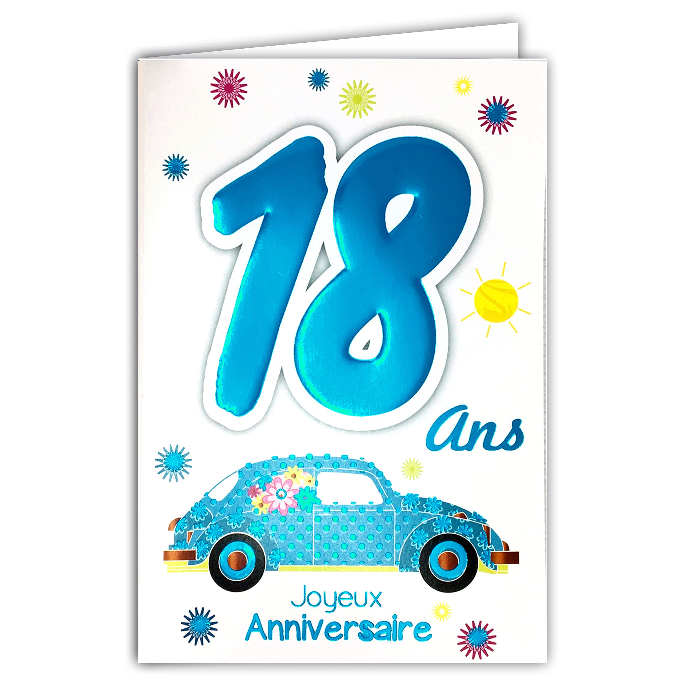 Age Mv 69-2018 Happy Birthday Card 18 Years Old Boy Young Man Adult Design Majority Majority Permit B Driving Car