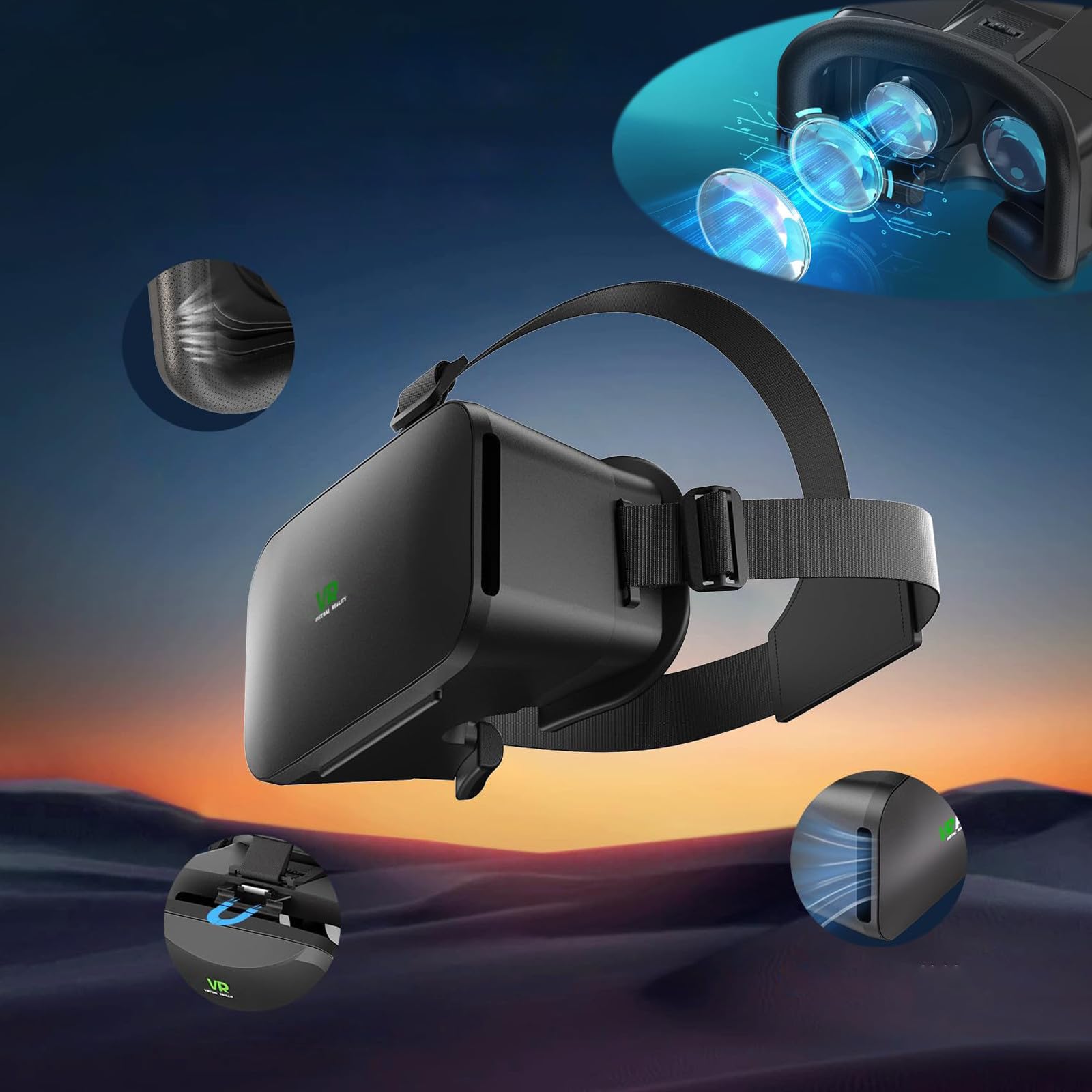 Condition photo showing New/Like New for 3d vr headset, virtual reality 3d vr glasses,