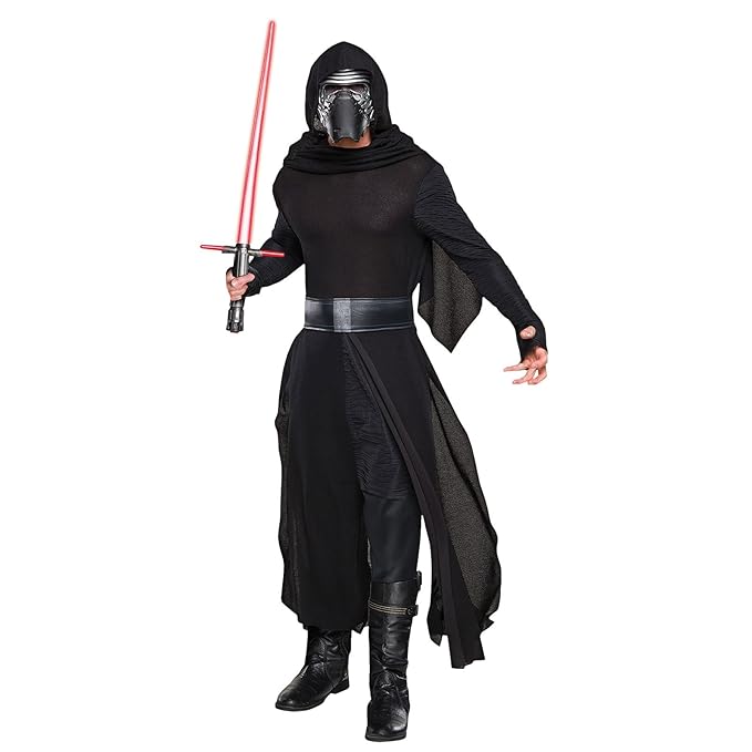 Star Wars 7 Kostüm Herren Kylo Ren deluxe 4-tlg Robe Kapuze Maske Gürtel schwarz - L