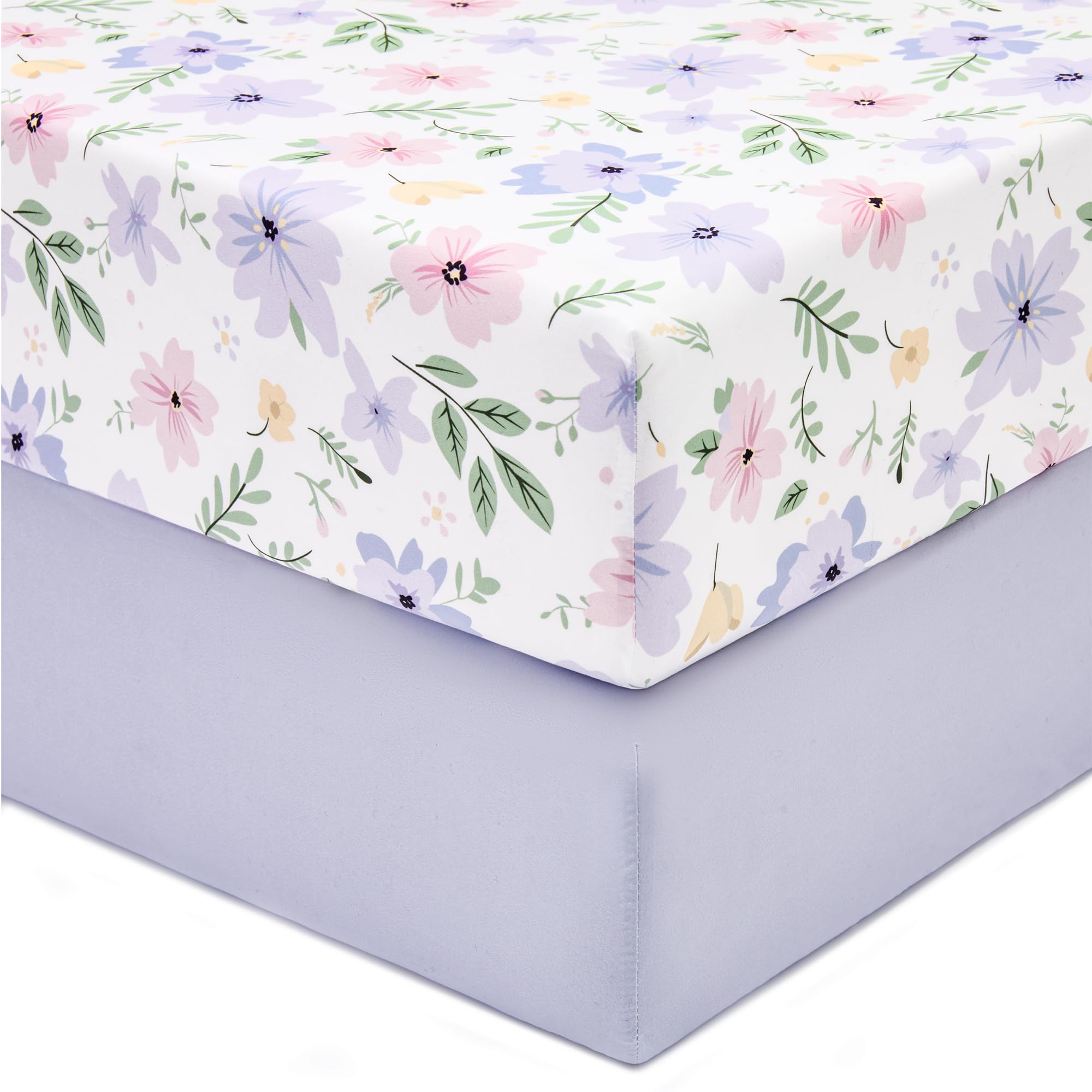 Photo 1 of TILLYOU Baby Crib Sheets for Boys Girls, Super Soft Toddler Bed Sheets, 2 Pack Sheets for Standard Crib Mattress 28x52in, Brilliant Little Flowers