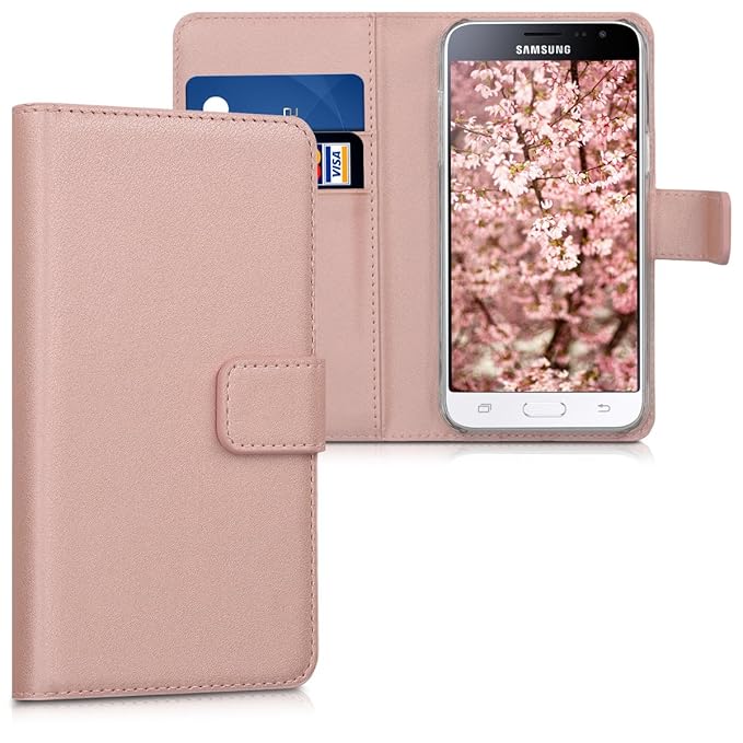 kwmobile Samsung Galaxy J3 (2016) DUOS Hülle - Kunstleder Wallet Case für Samsung Galaxy J3 (2016) DUOS mit Kartenfächern und