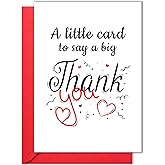 Thank You Card with Red Envelope – Simple Appreciation & Gratitude Greeting Card – Folded 5"x7" Premium Cardstock – For Him, Her, Teacher, Boss, Doctor, Mom, Dad, Coworker, Bridesmaid, Groomsman