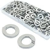 Kyuionty 120 Pcs Split Lock Washer 1/4 Inch Spring Lock Washer | 304 Stainless Steel Prevents Loosening Vibration, with Plastic Box, Auto Furniture Construction
