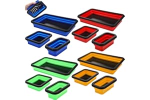 12 Pcs Collapsible Magnetic Parts Tray Set - 3 Sizes Foldable Tool Storage Organizer for Screws, Bolts, Nuts, Washers - Tool 