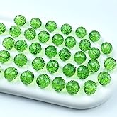 Tingoons 1000 PCS 6mm Acrylic Round Faceted Beads Crystal Spacer Beads Multiple Faceted Loose Beads for DIY Jewelry Making Bracelet Necklace Earring Wind Chimes Wine Charms Sun Catchers(Green)