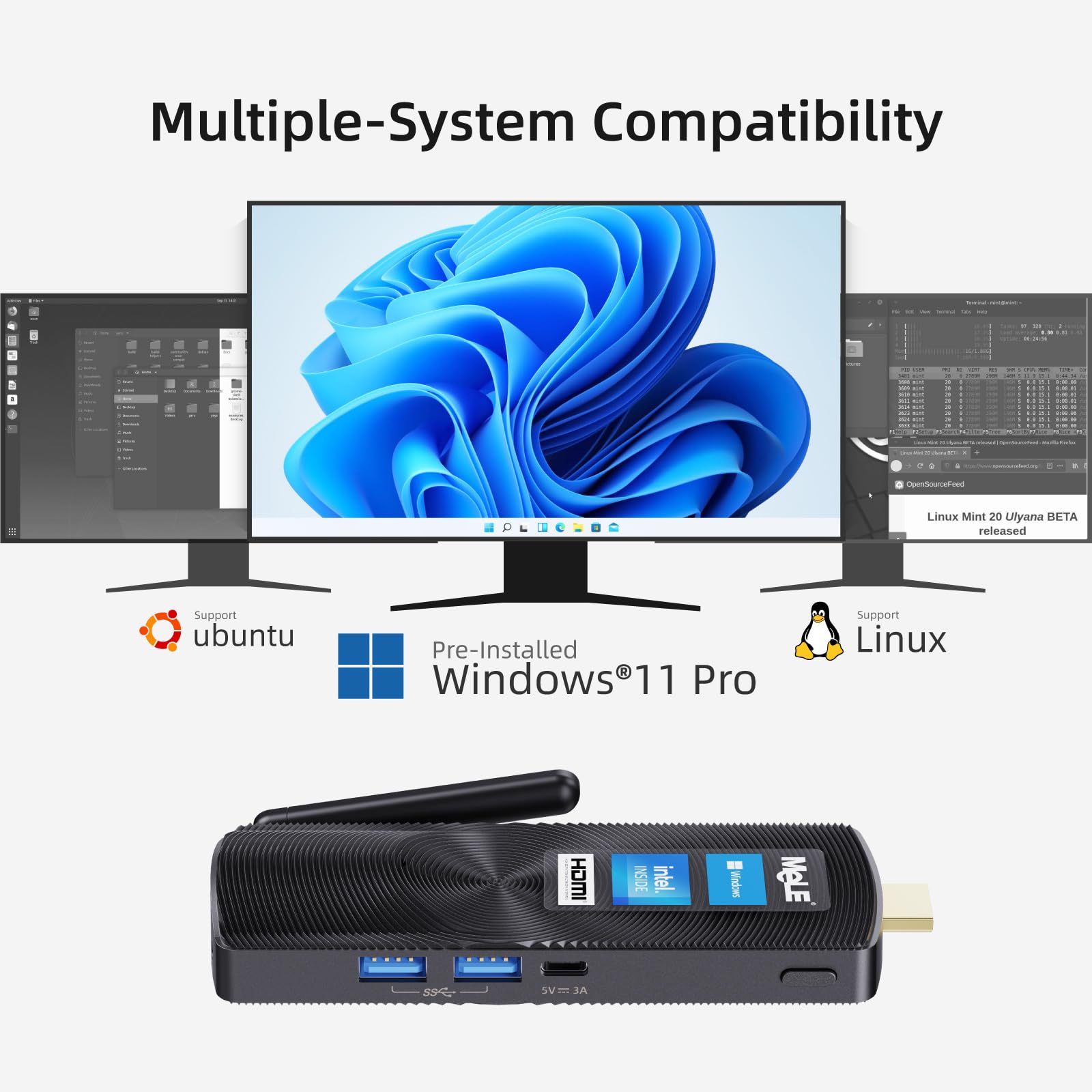 Mua MeLE PCG02 Fanless Mini PC Stick Windows 11 Pro Celeron J4125 8GB