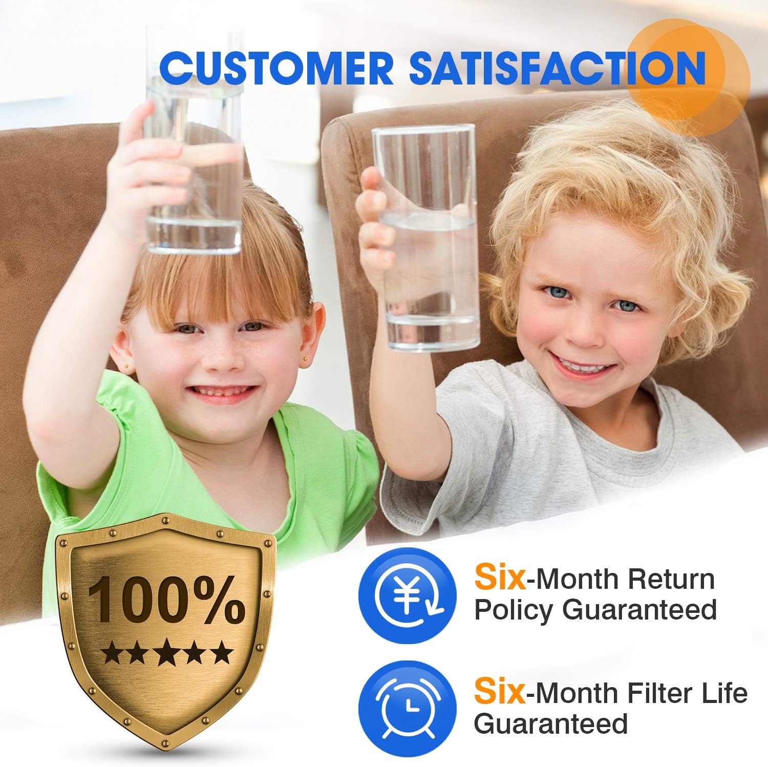 5 Micron 10" x 4.5" Whole House Big Blue Sediment and Activated Carbon Water Filter Replacement Cartridge Compatible with GE FXHTC, GXWH40L, GXWH35F, GNWH38S, 2-Pack: Kitchen & Dining
