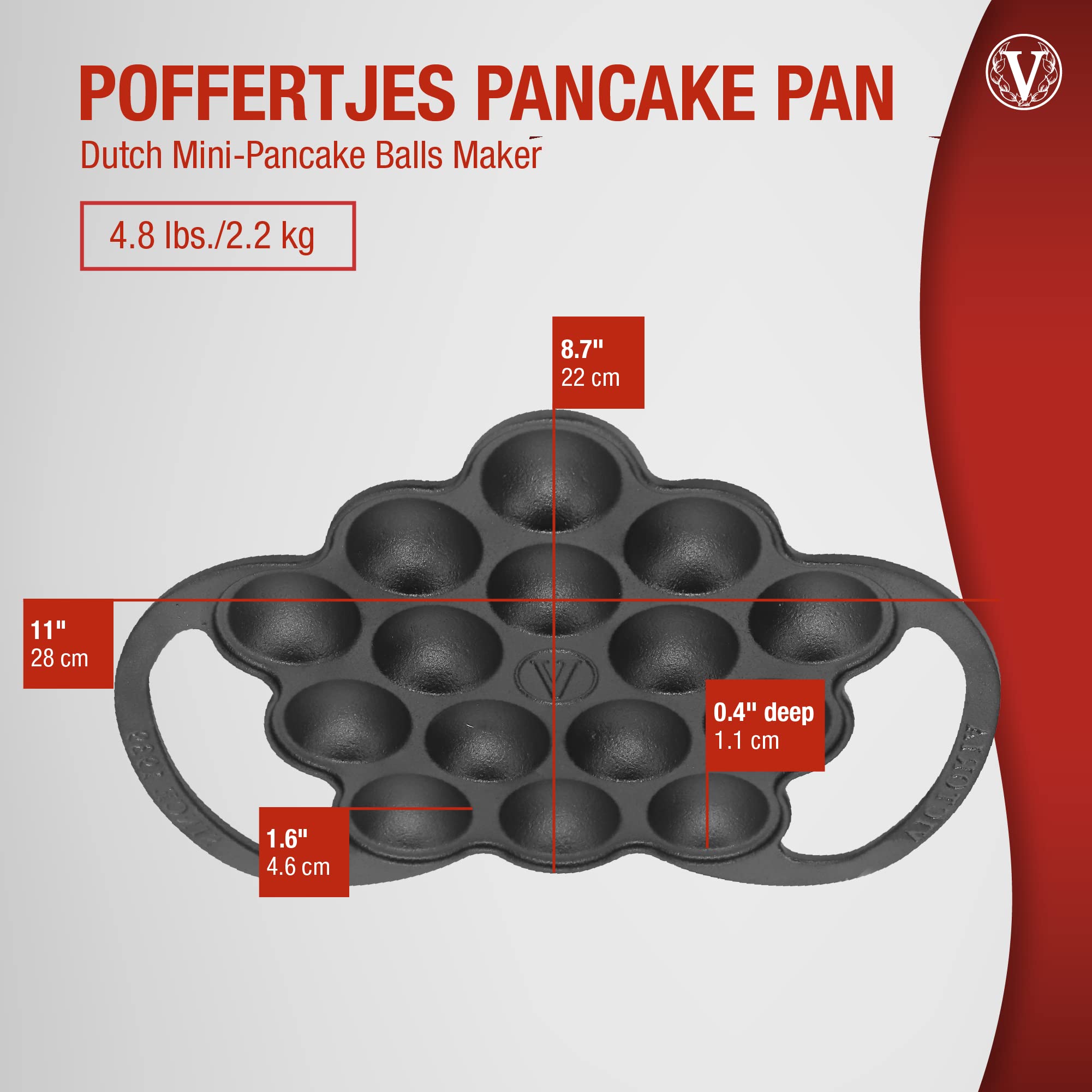 Mua Victoria Cast Iron Poffertjes Dutch Pancake Pan with Loop Handles ...