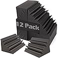 Acoustic Foam Bass Traps -12 Pack Wall Corner Studio Foam Blocks 12" X 7" X 7" Low-Frequency Sound Absorption Material for Home Studio and Theater etc. (12 Pack, Bass traps)