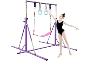 FC FUNCHEER Foldable Gymnastics Bar,5FT Horizontal bar,Adjustable Kids Training bar for Kids Ages 3-15,Kids Gymnastics bar,Triangle Stable Structure-Gym Equipment for Home