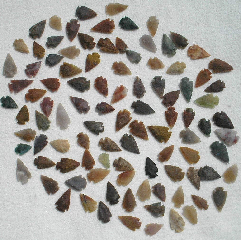 Indoor Fountains & Accessories - Set Of 100 Arrowheads Agate New Replica 1/2