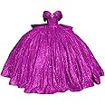KPDFIF Sparkly Beaded Quinceanera Dresses with Train Off Shoulder Sweet 16 Dresses Puffy Tulle Ball Gown