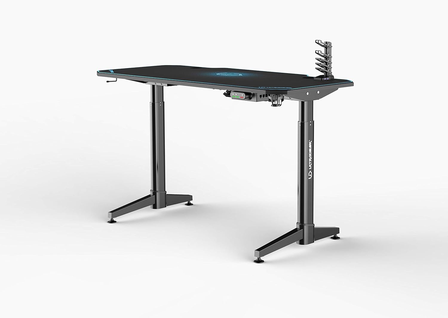 Ultradesk Level Blau Hohenverstellbarer Schreibtisch Mit Langer Platte Computertisch Mit Elektrischer Hohenverstellung L 140cm T 70cm H 72 124cm