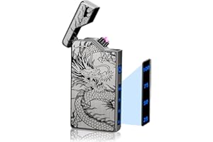 Gift for Him Men Birthday: Electric Lighter USB Rechargeable, Electronic Arc Plasma Flameless Dragon Lighter Windproof and Po