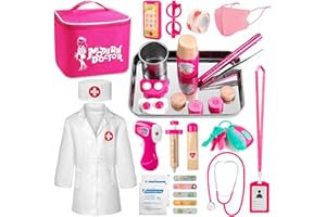 Sundaymot Doctor Kit for Girls, Doctor Kit for Toddlers 3-5, with Medical Bag, Real Stethoscope and Other Accessories Kids Doctors Play Set, Perfect Doctor Toy Gift for Toddlers Role Playing