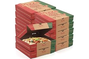 WOKAV 15 pcs 8 Inches Kraft Corrugated pizza boxes colorful pizza boxes takeaway boxes pizzeria bakery packaging boxes for pizza cake cookies food 8.4 x 8.4 x 1.7 Inches