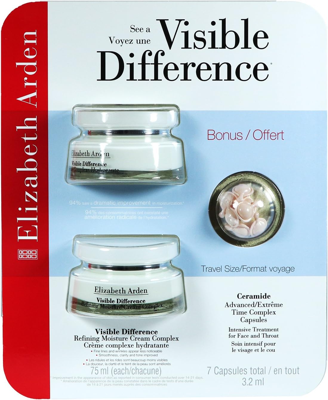 Amazon Co Jp Elizabeth Arden Visible Difference Refining Moisture Cream Complex Double Value Pack 2 X 2 5oz With Bonus Travel Size Ceramide Advanced Extreme Time Complex Capsules Beauty