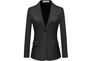 Kelyaa Women's Casual Business Blazer Notched Lapel One Button Open Front Long Sleeve Blazers Office Work Suit Jackets